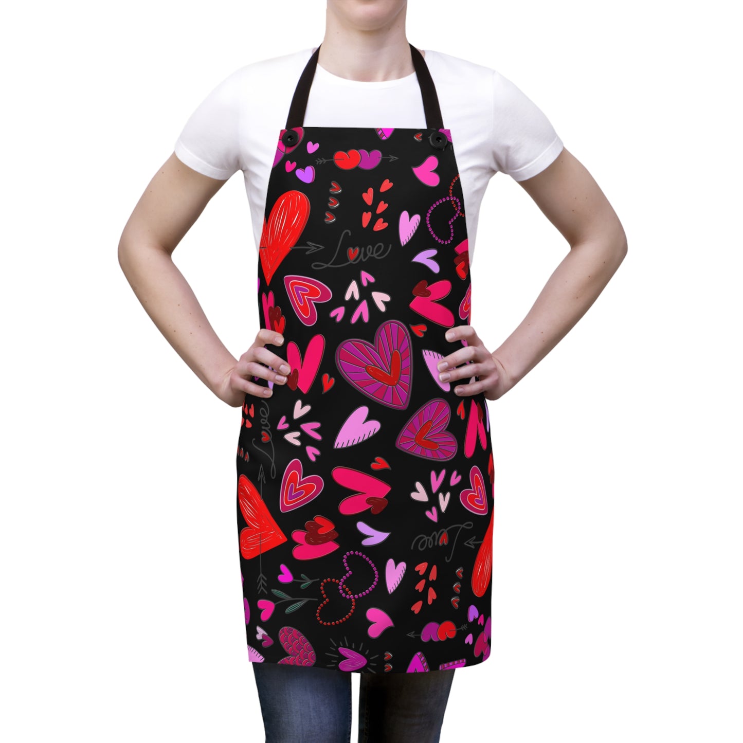 Heart Doodles - Black 000000 - Apron