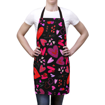 Heart Doodles - Black 000000 - Apron