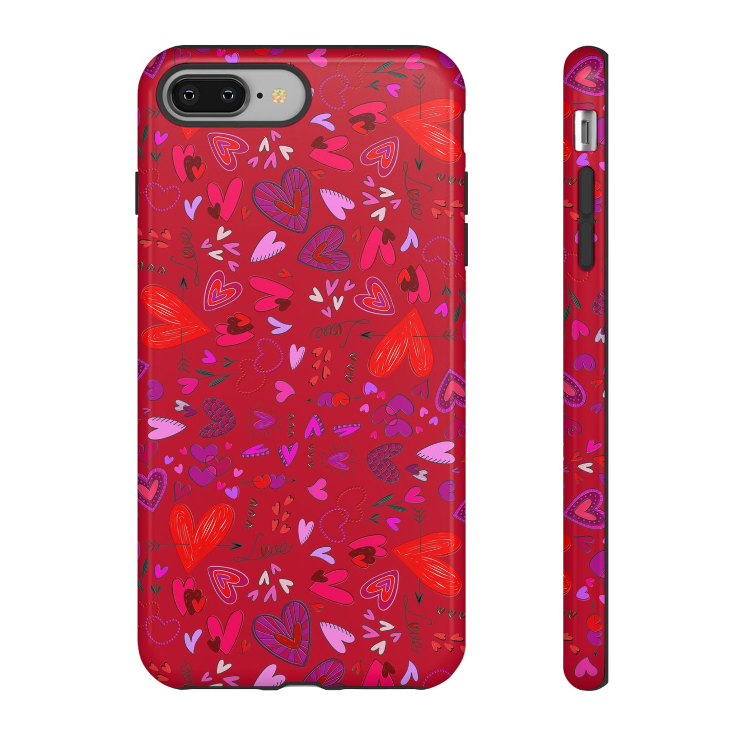 Heart Doodles - Fire Engine Red c8092e - Tough Cases