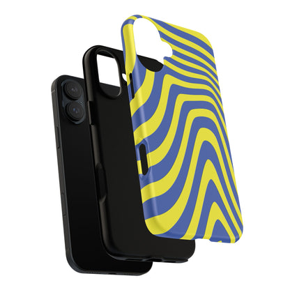 Retro wavy - yellow and blue - Tough Cases