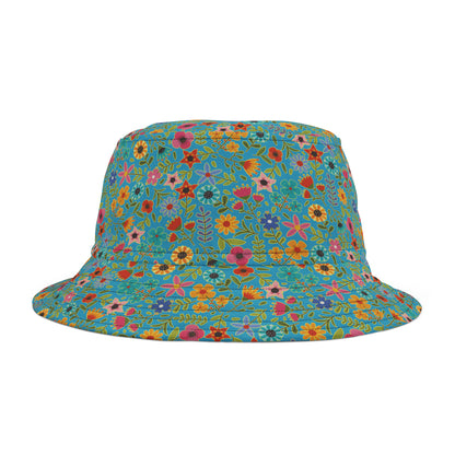 Playful Spring Flowers - Turquoise 2ba5c7 - Bucket Hat (AOP)