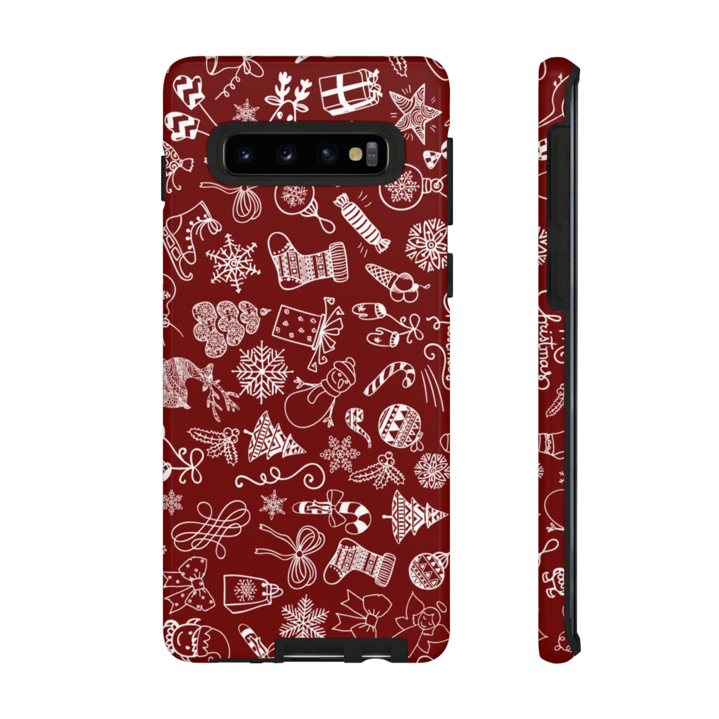 Christmas doodles on red - Tough Cases