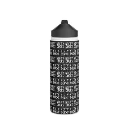 Nifty Ducks Co. Logo - Small - Black - Stainless Steel Water Bottle, Standard Lid
