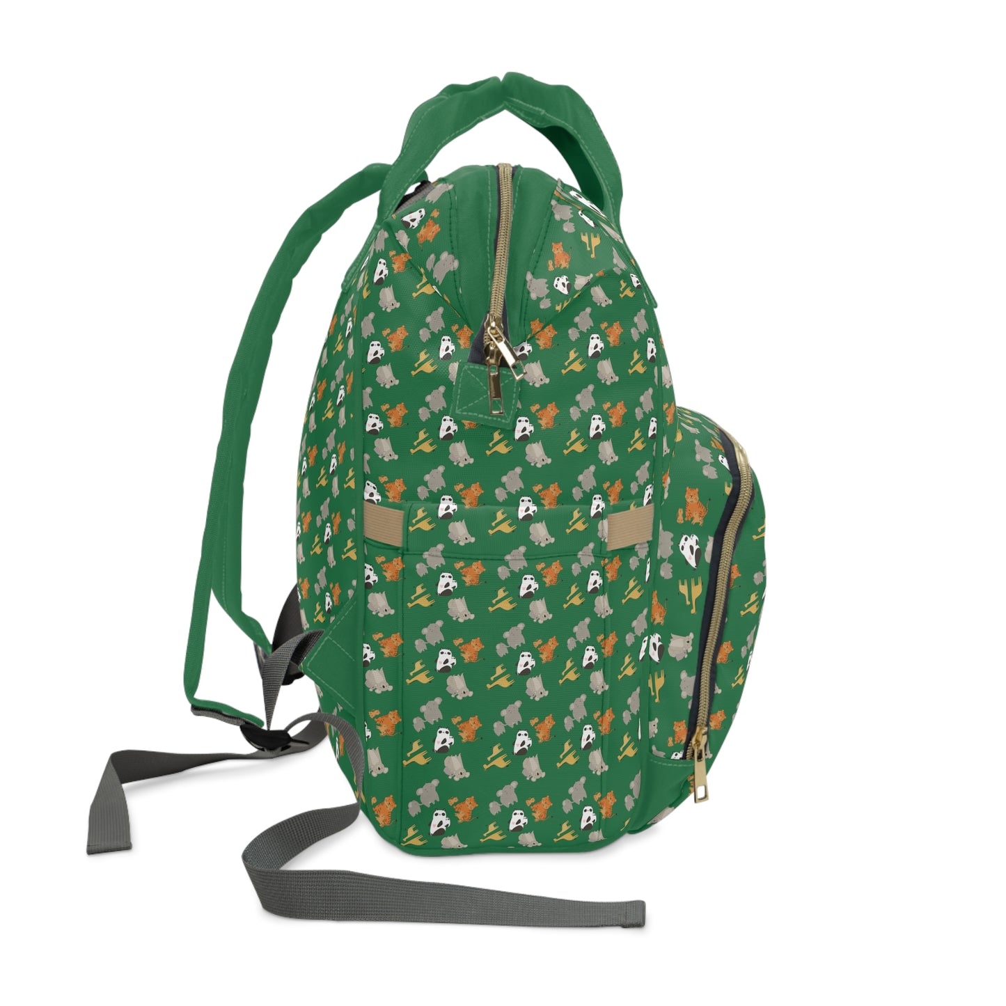 Koalas, Pandas, Giraffes, and Elephants OH MY!  - small print - Multifunctional Diaper Backpack