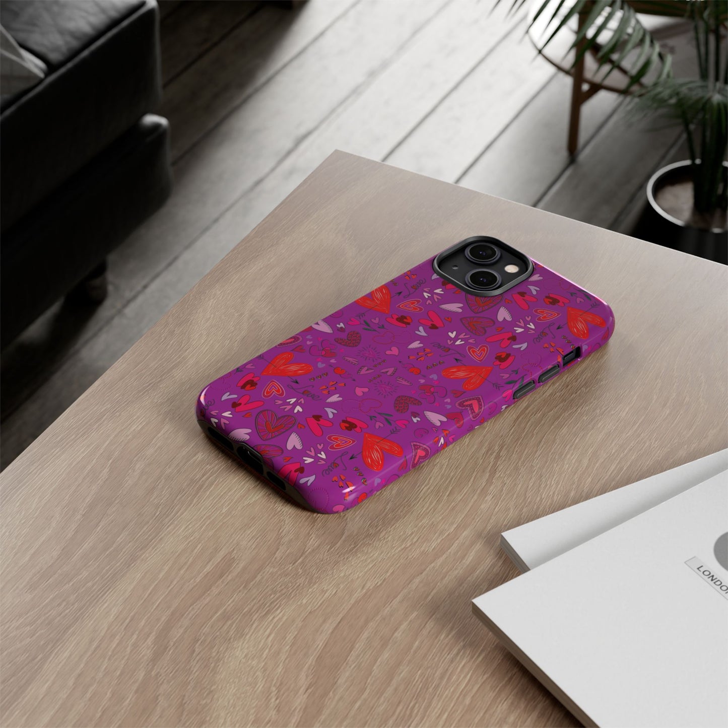 Heart Doodles - Deep Magenta B805AE - Tough Cases