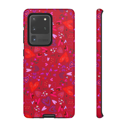 Heart Doodles - Fire Engine Red c8092e - Tough Cases