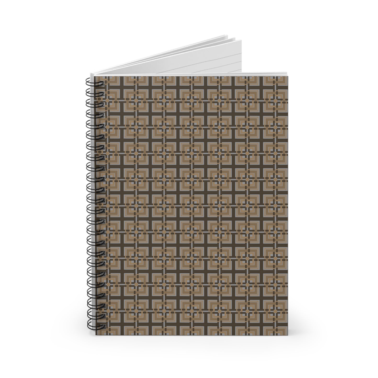 Intersecting Squares - Brown - Gray - Spiral Notebook - Ruled Line