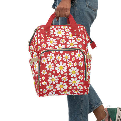 Ducks in Daisies - Scarlet de0000 - Multifunctional Diaper Backpack