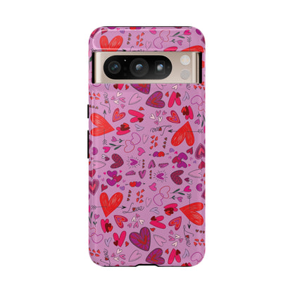 Heart Doodles - Fuschia Pink ff8eff - Tough Cases