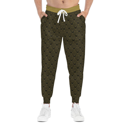 Art Deco 10 - Black 000000 Gold b29b4d - Athletic Joggers