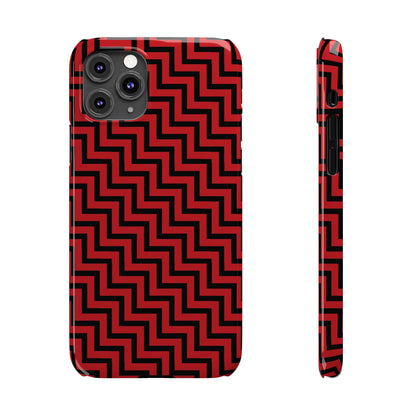 Zigs and Zags - Black - Scarlet - Slim Phone Cases