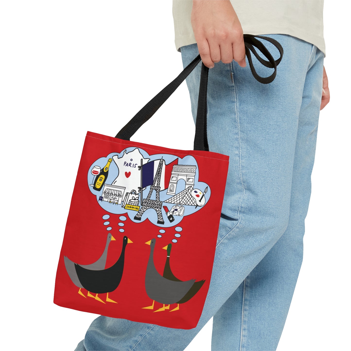 Ducks dreaming of Paris - Scarlet de0000 - Tote Bag