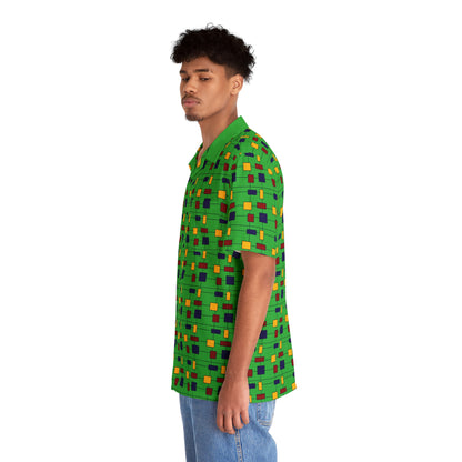 Inspired by Piet Mondrian - Lime Green 21C12E - Men's Hawaiian Shirt