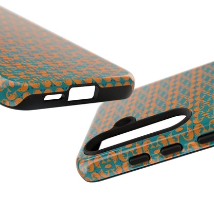 Playful dolphins - Orange - Aqua 008E97 - Tough Cases