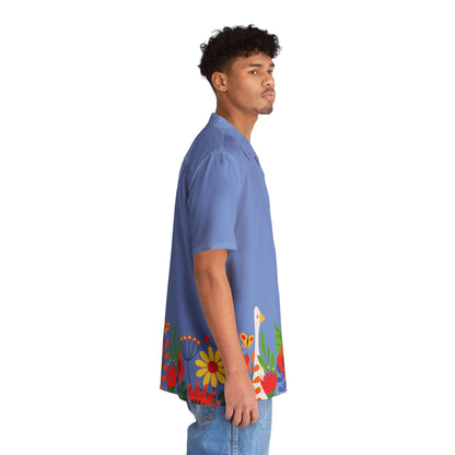 Bright Summer flowers - Fennel Flower 74a6ff - Men's Hawaiian Shirt