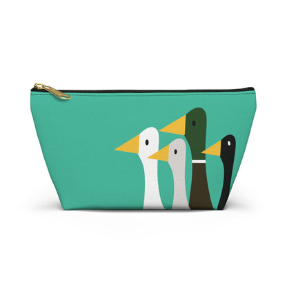 Nifty Ducks Co. Logo2 - ducks - Turquoise 12d3ad - Accessory Pouch w T-bottom