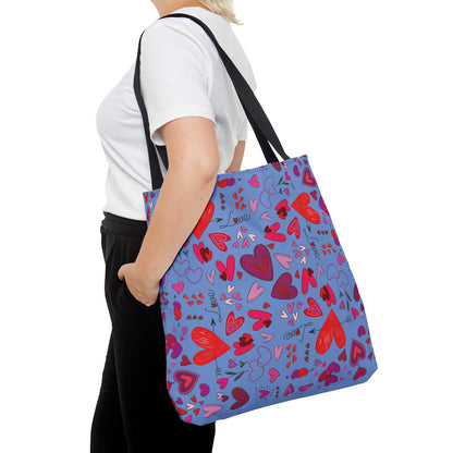 Heart Doodles - Fennel Flower 74a6ff - Tote Bag