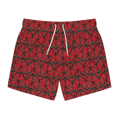 Anchors Away - Black Gray - Dark Red ca1028 - Swim Trunks