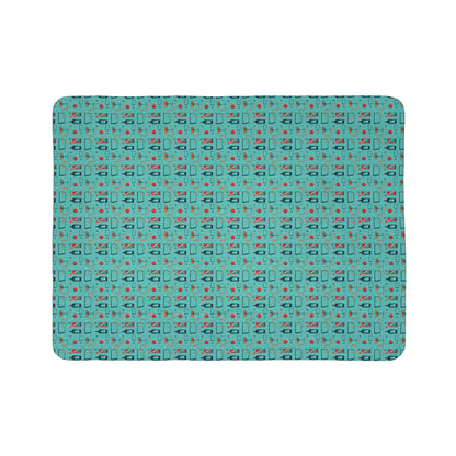 Fleece Sherpa Blanket - Cocktail Time - Turquoise