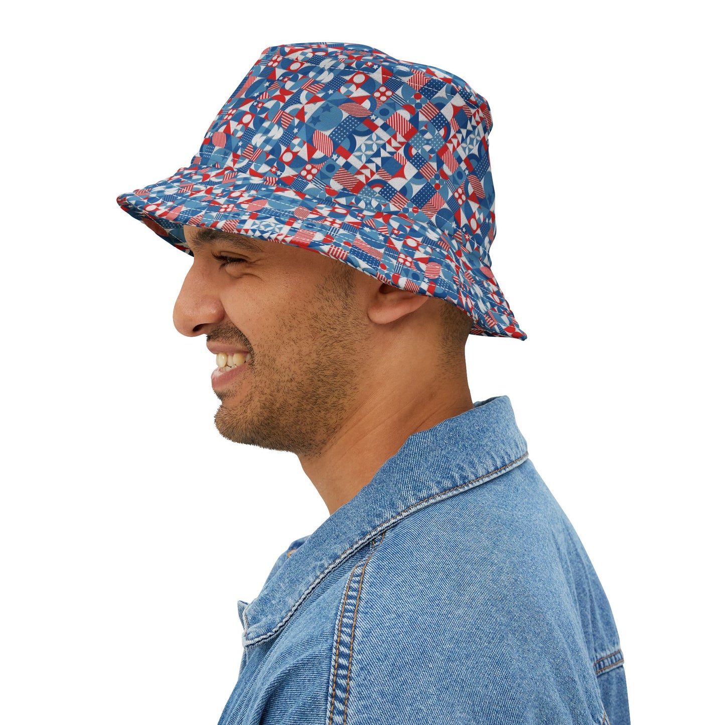 Red White and Blue Bold Pattern - Oil Paint Texture - Bucket Hat (AOP)