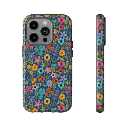 Playful Spring flowers - blue - Tough Cases