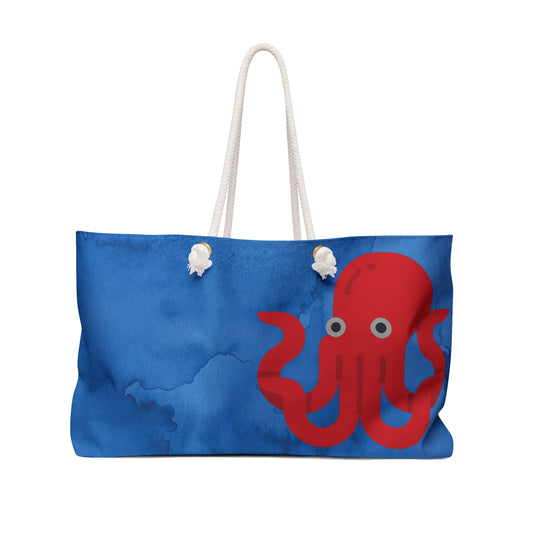 BIG Octopus - Dark Blue Watercolor Background - Weekender Bag