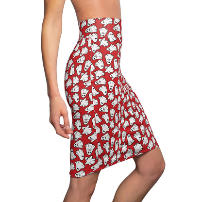 Boo - Ghosts - Halloween - Scarlet de0000 - Women's Pencil Skirt