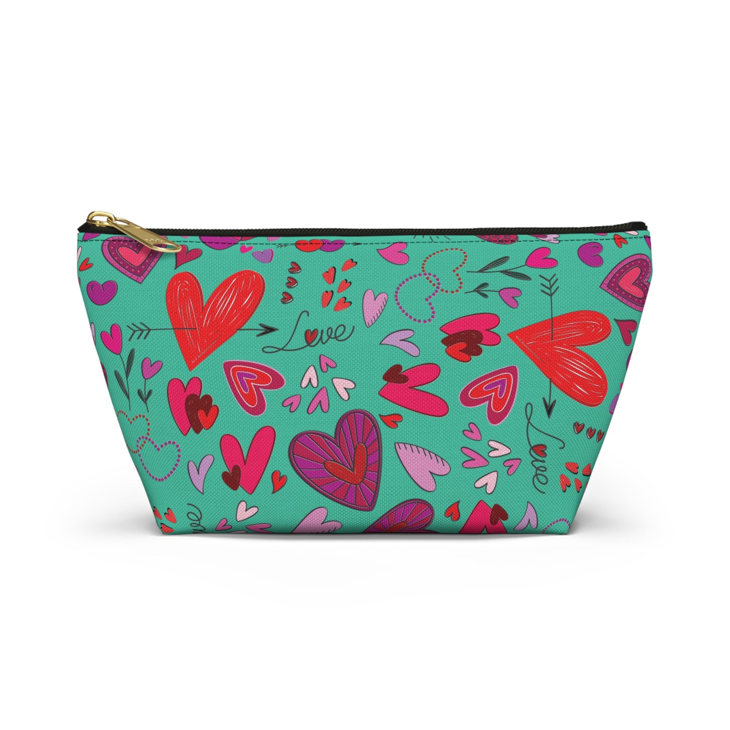 Heart doodles - Turquoise 12d3ad - Accessory Pouch w T-bottom