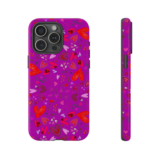 Heart Doodles - Deep Magenta B805AE - Tough Cases