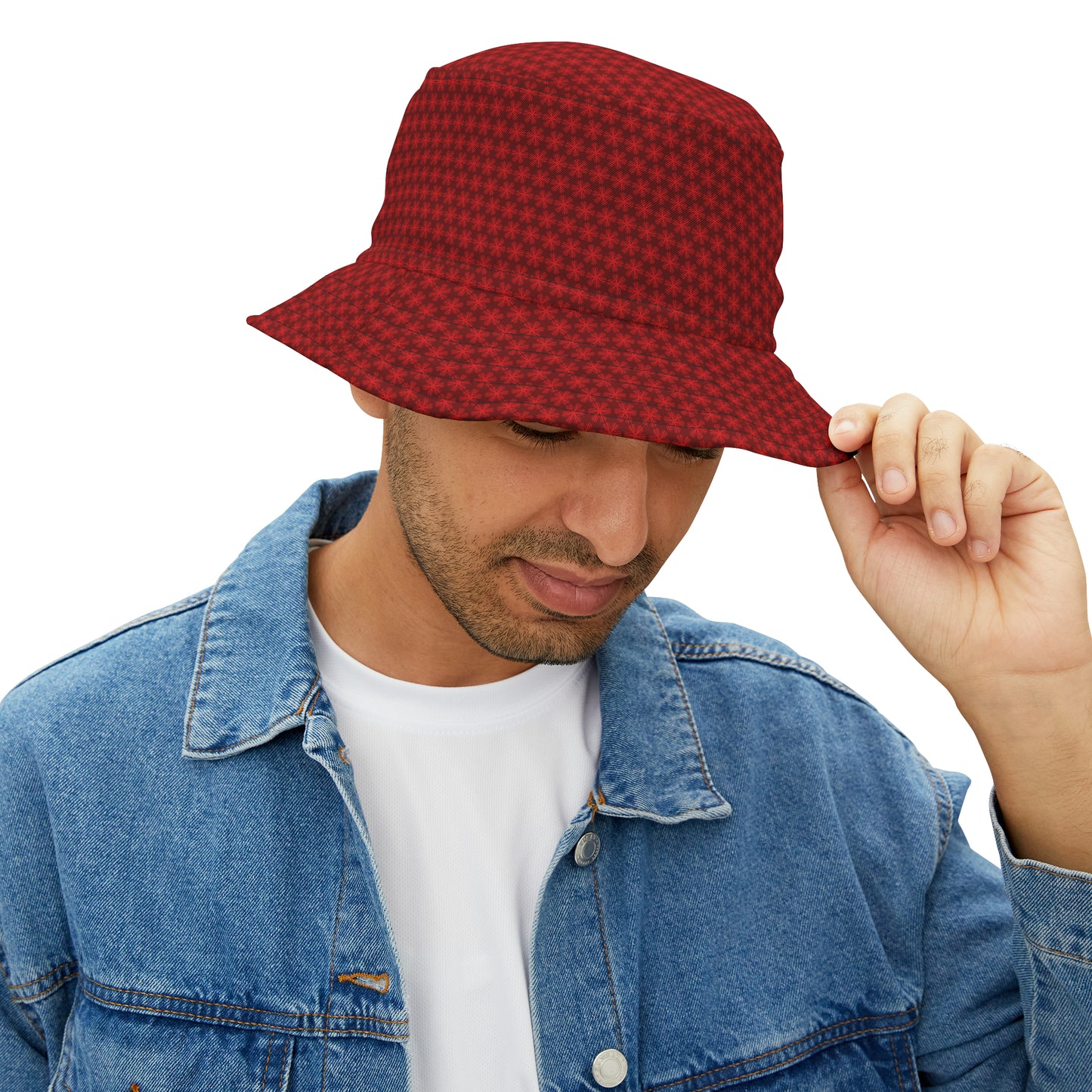 Red V Star pattern - Small design - Bucket Hat (AOP)