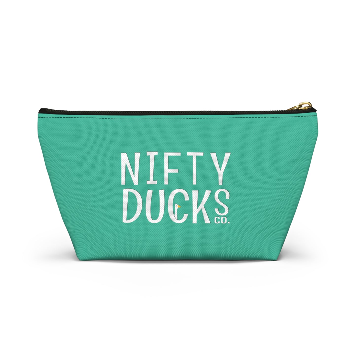 Nifty Ducks Co. Logo2 - ducks - Turquoise 12d3ad - Accessory Pouch w T-bottom