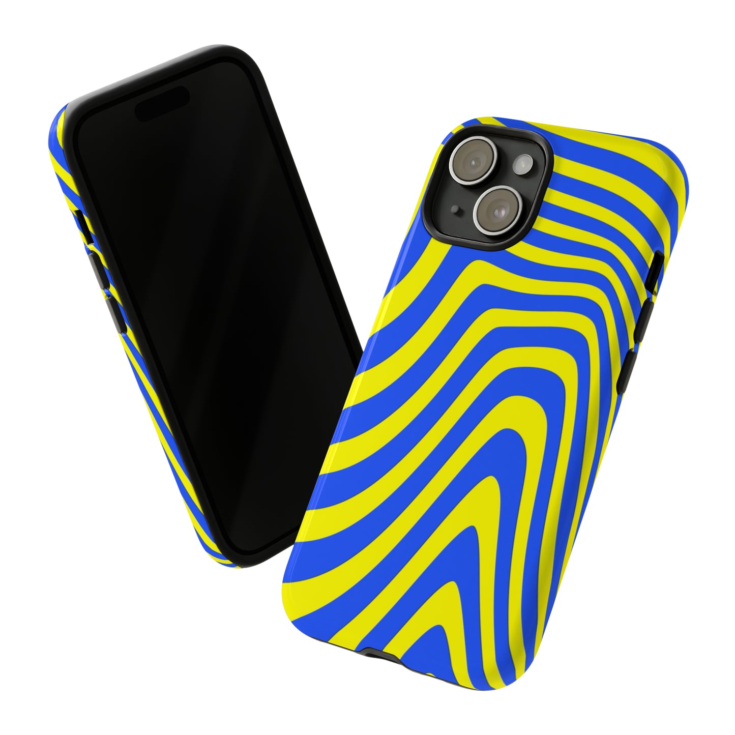 Retro wavy - yellow and blue - Tough Cases