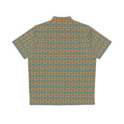 Playful Dolphins - Orange - Aqua 008E97 - Men's Hawaiian Shirt