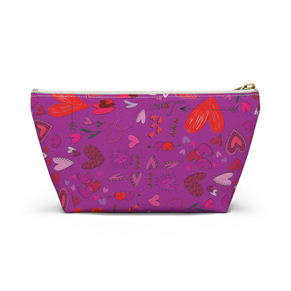 Heart doodles - Deep Magenta B805AE - Accessory Pouch w T-bottom