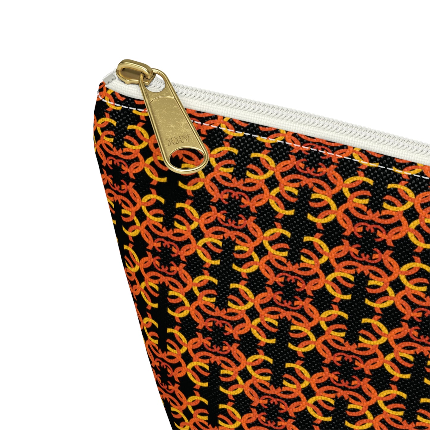 Letter Art - C - Orange - Black 000000 - Accessory Pouch w T-bottom