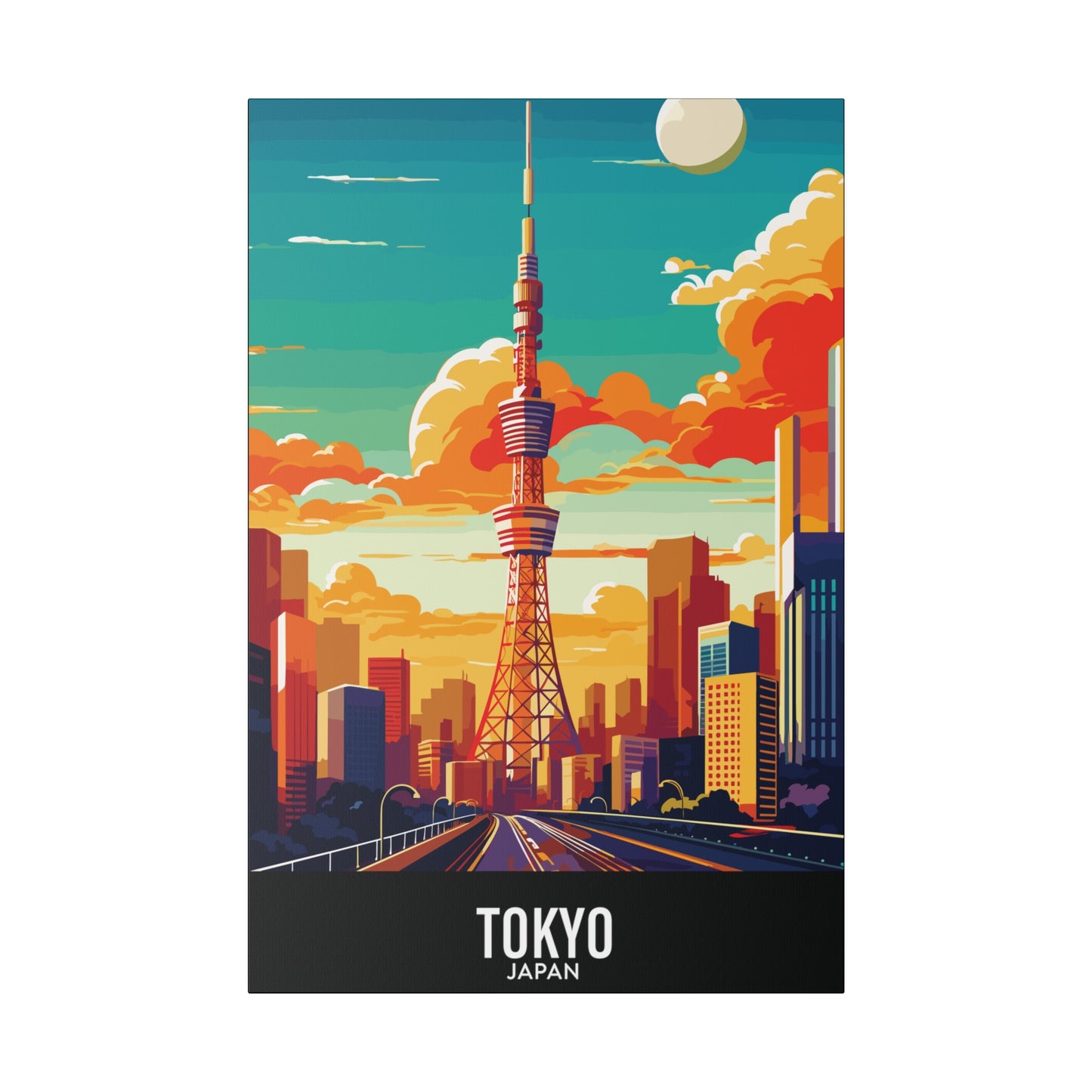 Tokyo - Japan - Black 000000 - Matte Canvas, Stretched, 0.75"