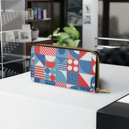 Red White and Blue Bold Pattern - Oil Paint Texture - BIG - Zipper Wallet