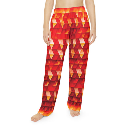 Geometric Flame - Red Triangles - Women's Pajama Pants