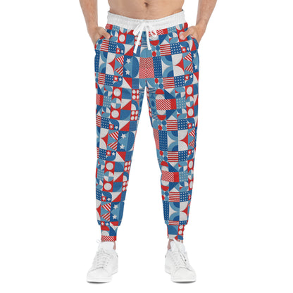 Red White and Blue Bold Pattern - Oil Paint Texture - White ffffff - Athletic Joggers