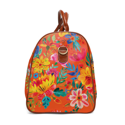 Bright Bold Watercolor Flowers - Orange FE5000 - Waterproof Travel Bag