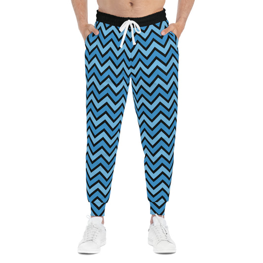 Blue Zig Zags on Black - Athletic Joggers (AOP)