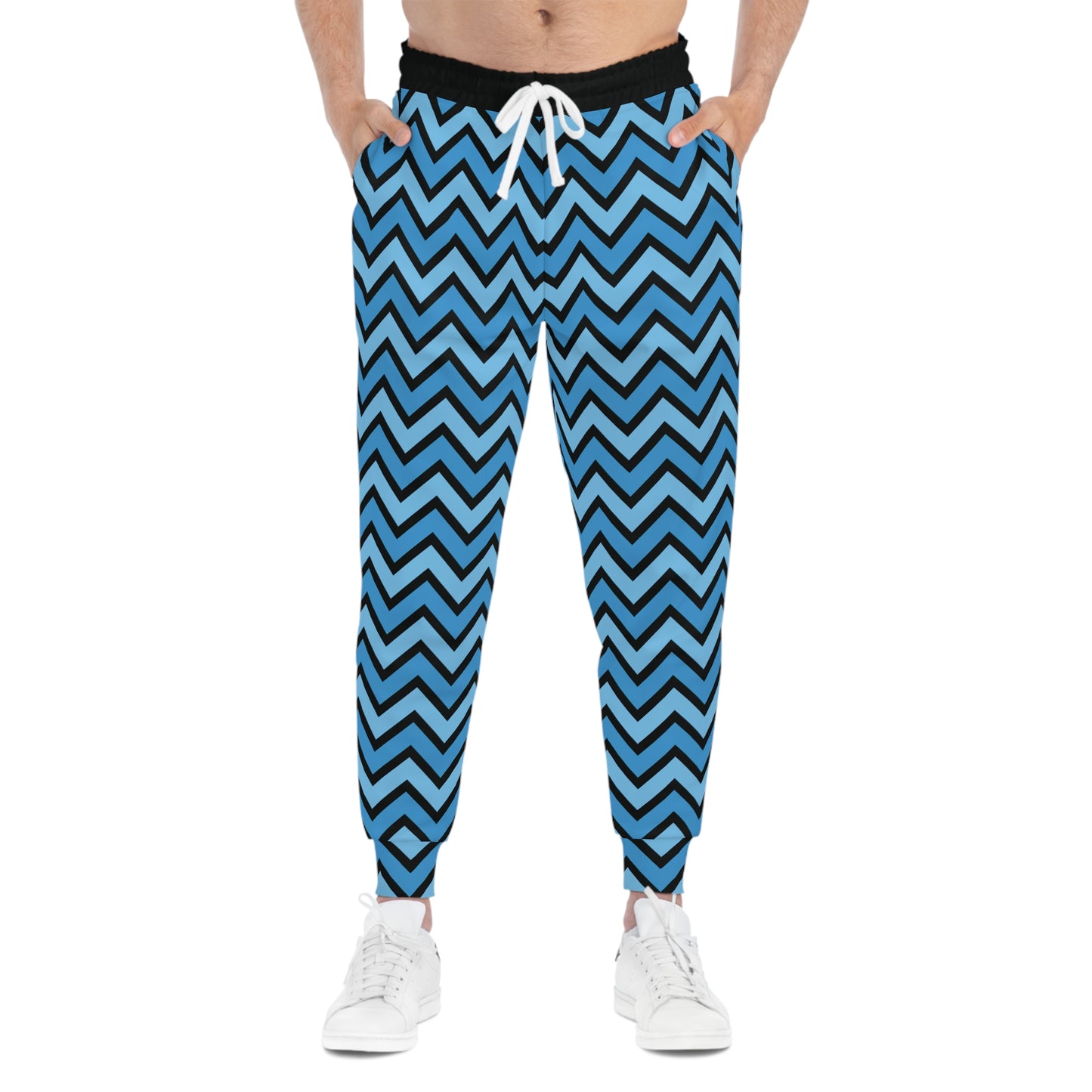 Blue Zig Zags on Black - Athletic Joggers