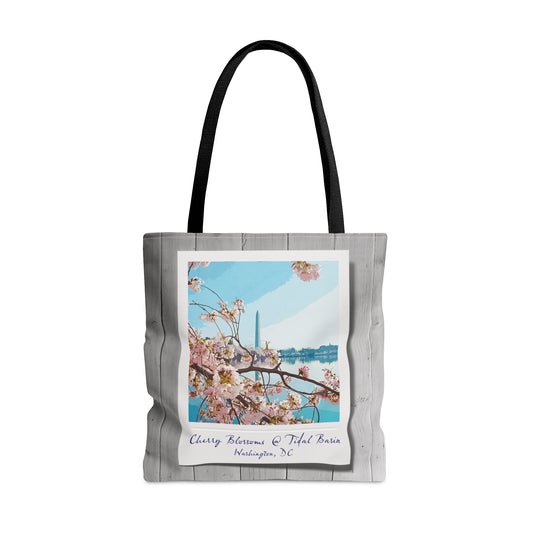 Instant Photo - Tidal Basin Cherry Trees - White Wood - Tote Bag