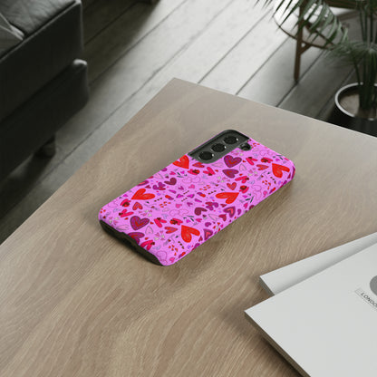 Heart Doodles - Fuschia Pink ff8eff - Tough Cases