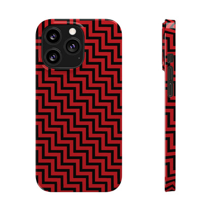 Zigs and Zags - Black - Scarlet - Slim Phone Cases