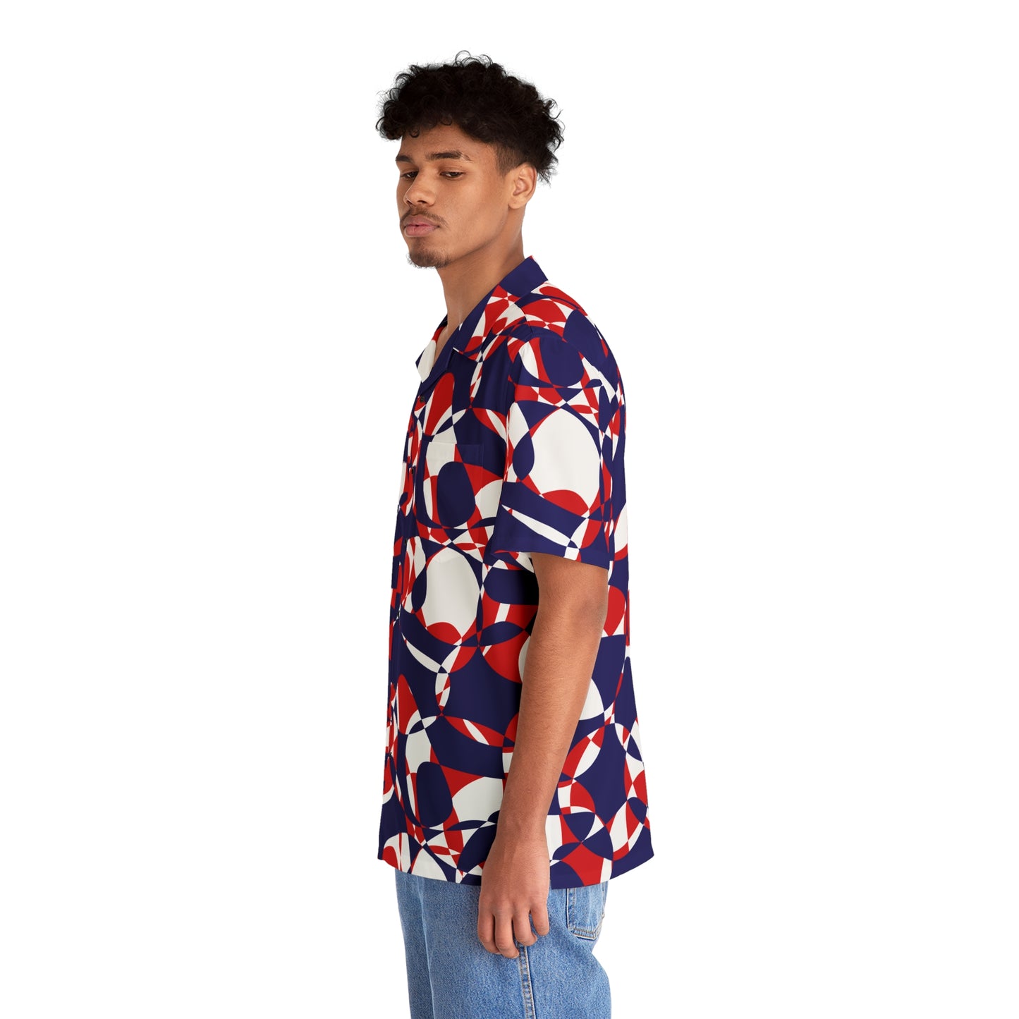 Scarlet Symphony and Sapphire Swirl Got Together - White - Men's Hawaiian Shirt