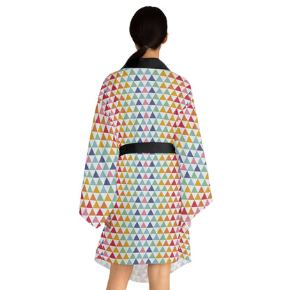 Colorful Triangles - Long Sleeve Kimono Robe (AOP)