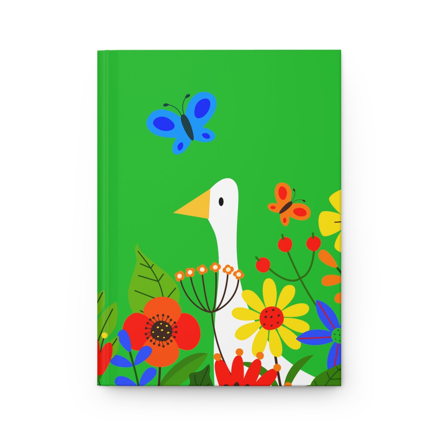 Bright Summer flowers - Lime Green 21C12E - Hardcover Journal Matte