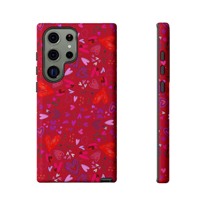 Heart Doodles - Fire Engine Red c8092e - Tough Cases