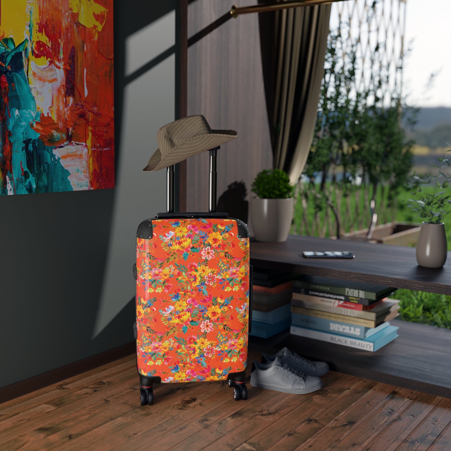 Bright Bold Watercolor Flowers - Orange FE5000 - Suitcase